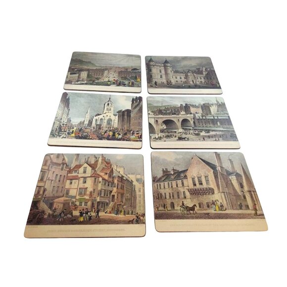 Vintage Lady Clare Edinburgh Scotland Placemats Set Of 6 With Historic Scenes - Picture 2 of 15